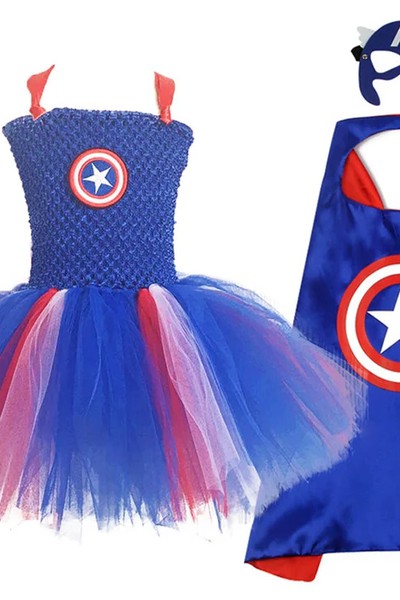 Праздничный костюм для девочки "капитан Америка" - captain America, for girls, Costume, Cornival, Disney - фото