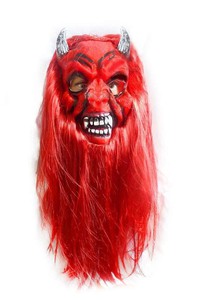 Маска латексная Дьявол с волосами - фото